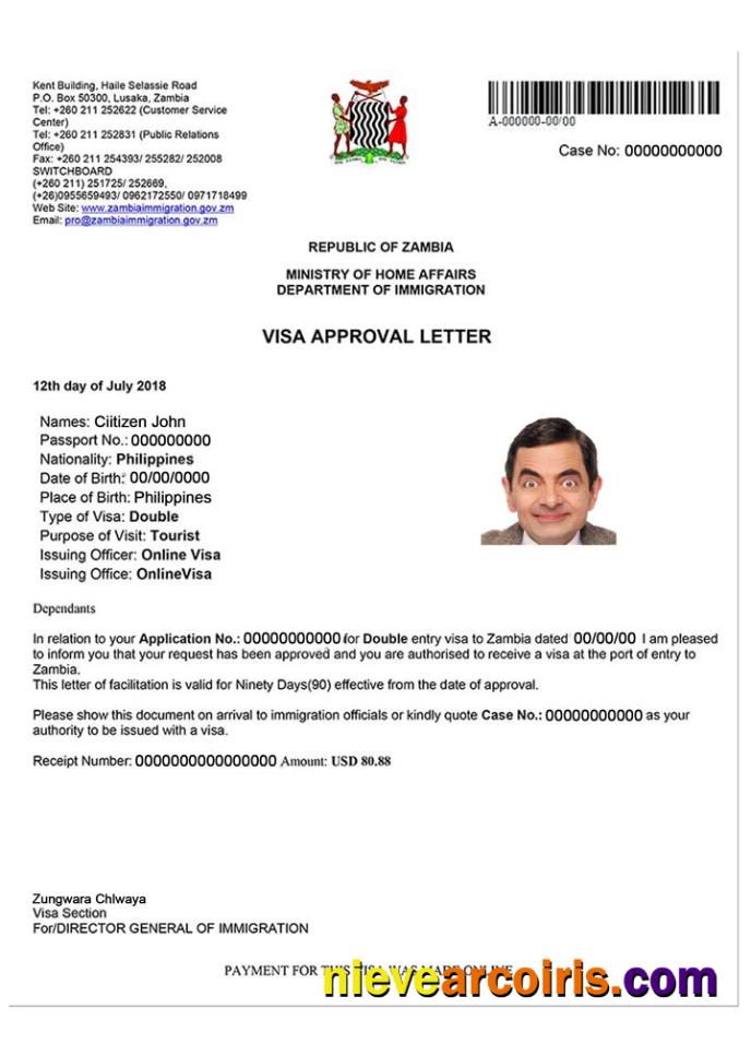 ZAMBIA E Visa Photolook