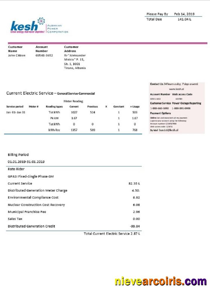 Albania Albanian Power Corporation Sample