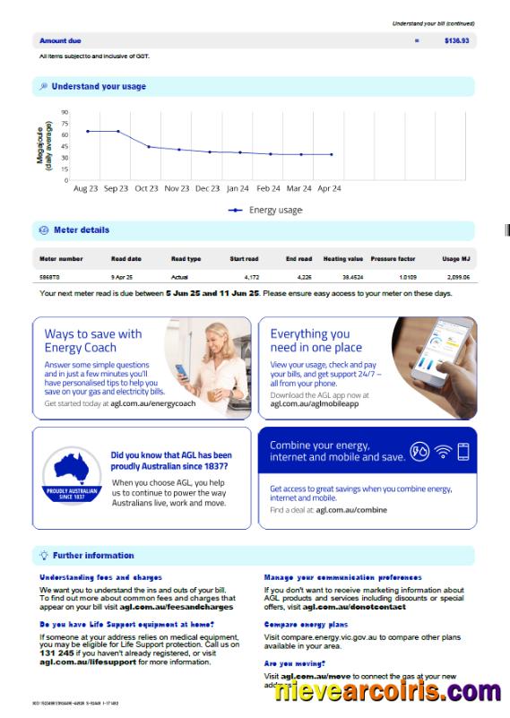 Premium Australia AGL Gas Utility Bill Template In Word And PDF Formats, 3 Pages, 3rd Page
