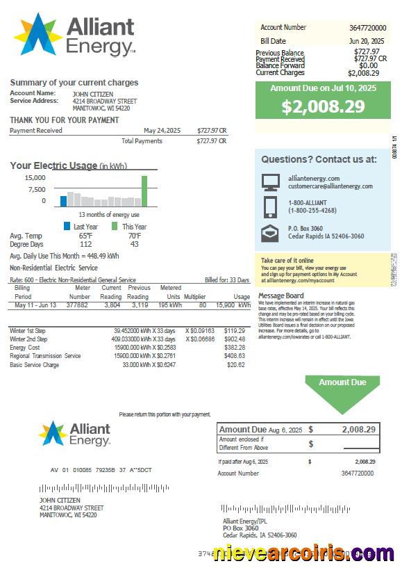 Realistic Australia Alinta Energy Utility Bill Template In Word And PDF Formats, Version 3