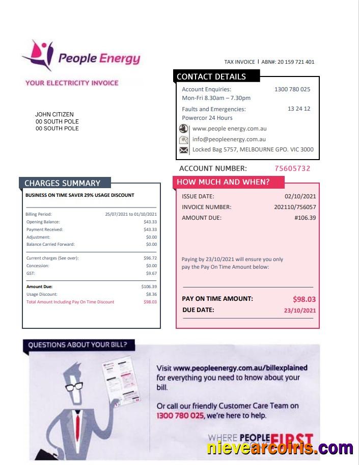 Australia People Energy Electricity Utility Bill Photolook