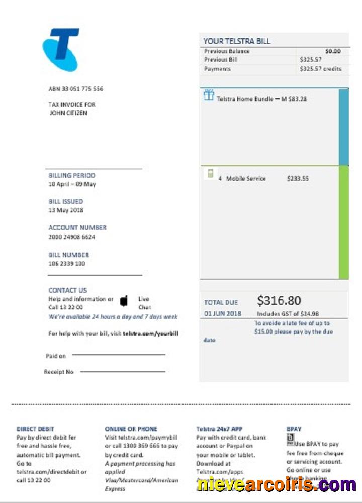 Australia Telstra Telecommunications Utility Bill Preview