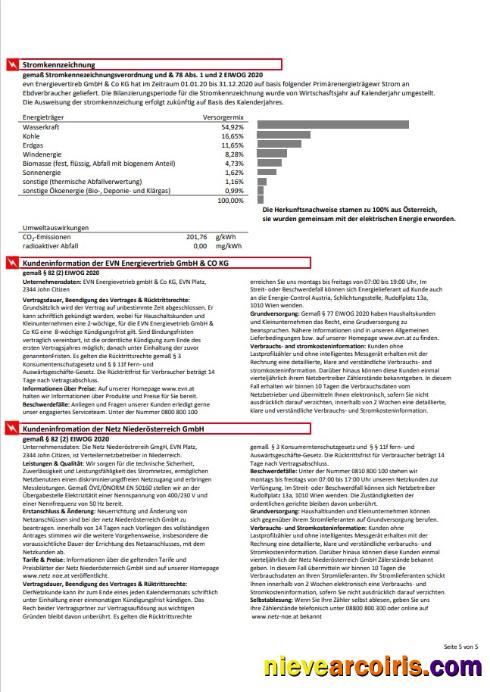 Austria EVN Electricity Utility Bill 5 Photolook