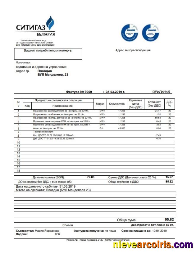 Realistic Bulgary Ситигаз Gas Utility Bill Template In Word And PDF Format