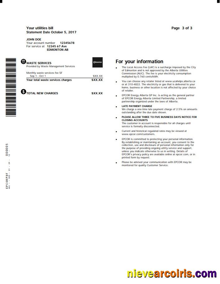 Professional Canada Epcor Electricity Utility Bill Template In Word And PDF Format, 3 Pages 3