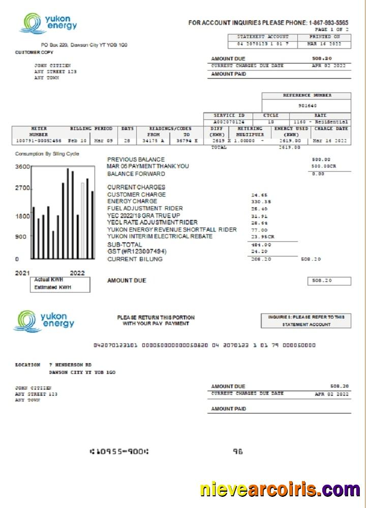 Canada Yukon Energy Utility Bill Photolook