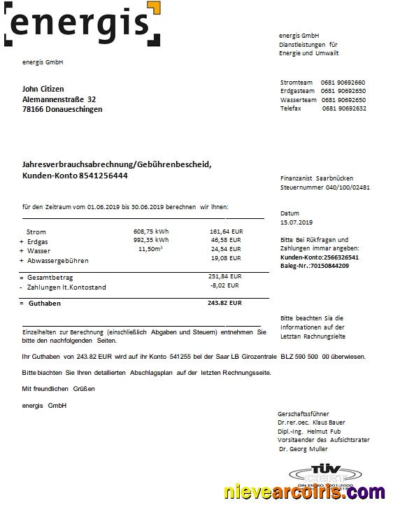 Germany Energis Utility Bill Photolook