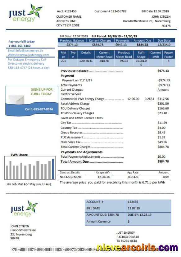 Germany Just Energy Utility Bill Preview