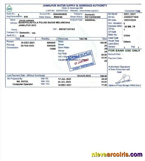 Premium INDIA JAMALPUR Utility Bill Word And PDF Template