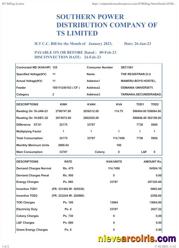 Premium INDIA SOUTHERN POWER Utility Bill Word And PDF Template