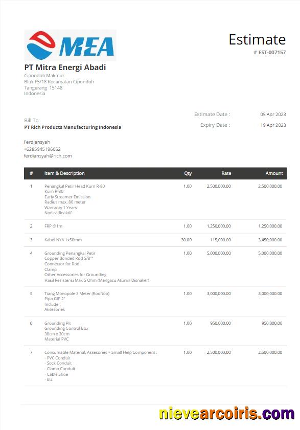 Editable INDONESIA MEA Utility Bill Word And PDF Template