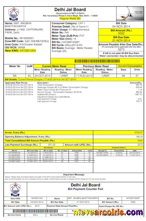 Editable INIDA DELHI JAL BOARD Utility Bill Word And PDF Template