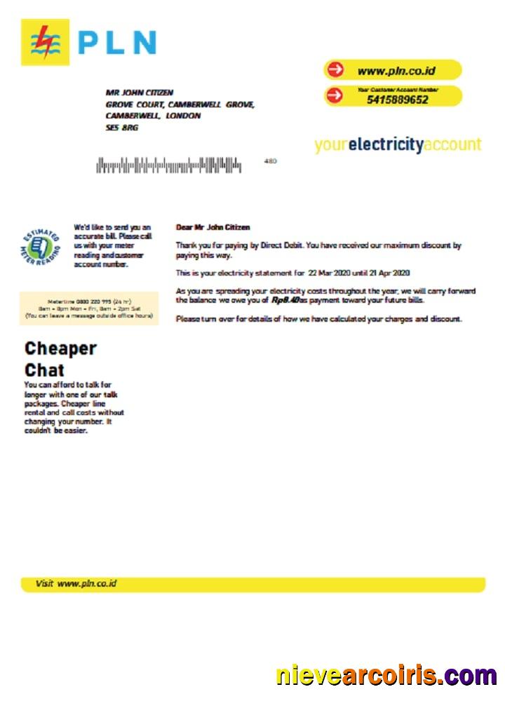 Realistic Indonesia PLN Electricity Utility Bill Template In Word And PDF Format