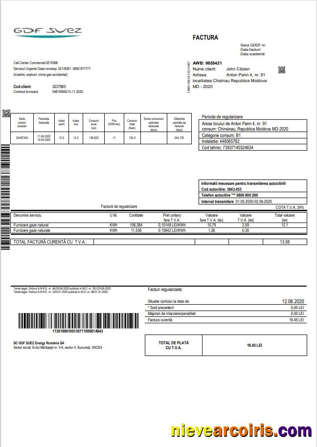 Premium Moldova Gas Utility Bill Template In Word And PDF Format