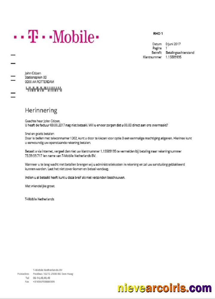 Professional Netherlands T Mobile Utility Bill Template In Word And PDF Format