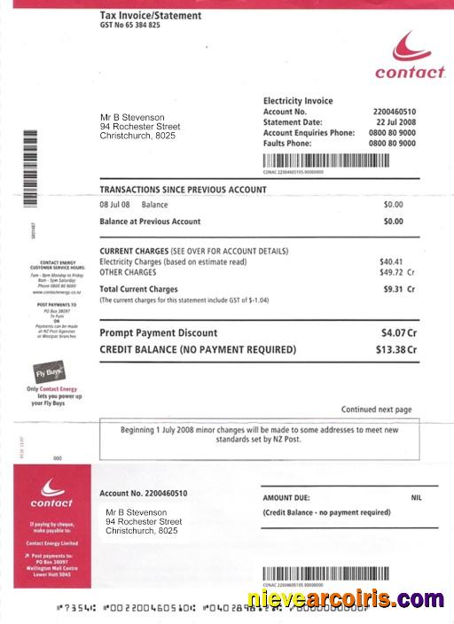 New Zealand Electricity Utility Bill PSD Template