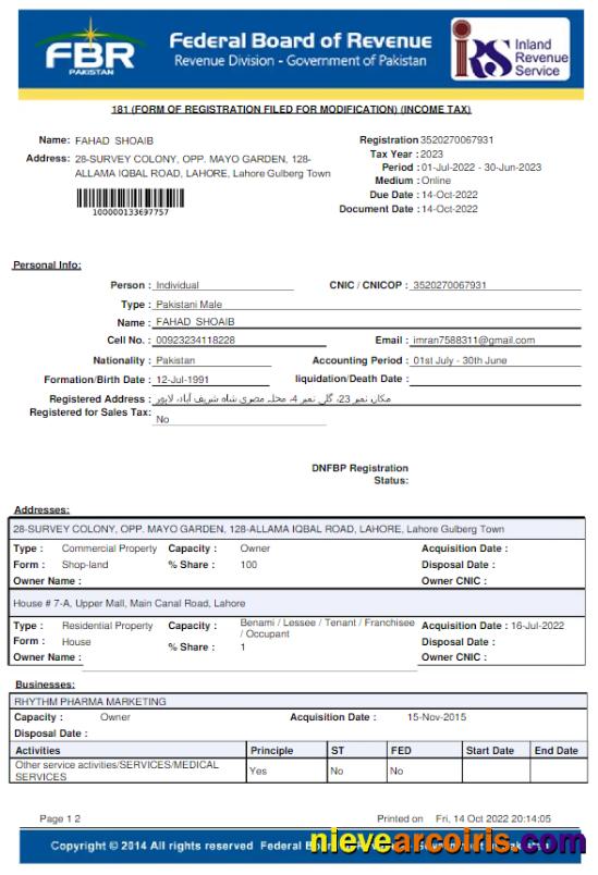 Professional PAKISTAN FBR Utility Bill Word And PDF Template