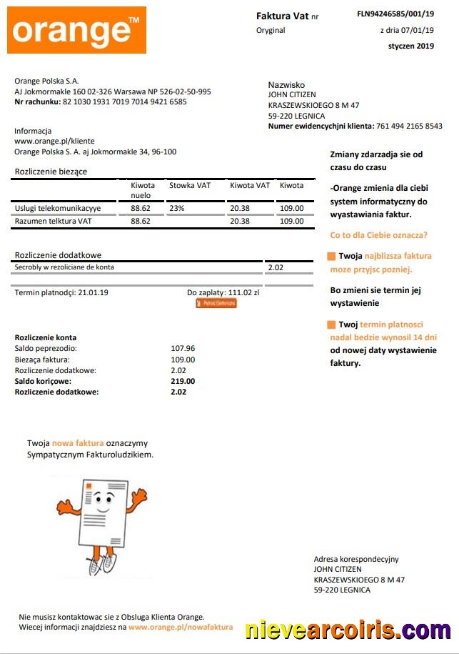 Editable Poland Orange Utility Bill Template In Word And PDF Format