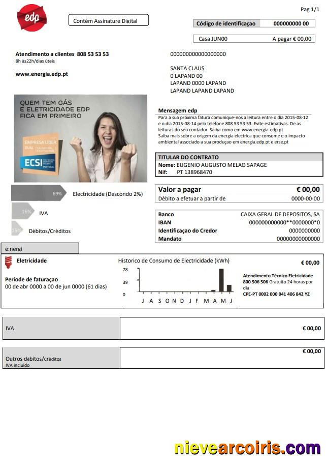 Editable Portugal EDP Electricity Utility Bill Template In Word And PDF Format