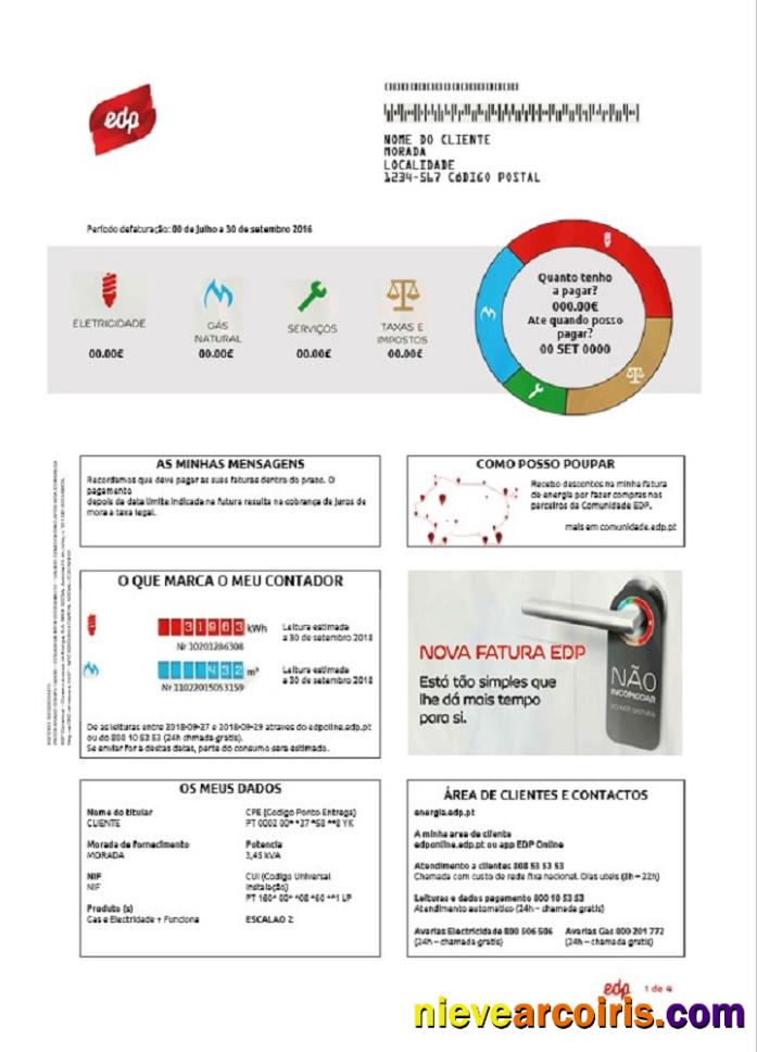 Premium Portugal EDP Utility Bill Template In Word And PDF Format, Good For Address Prove