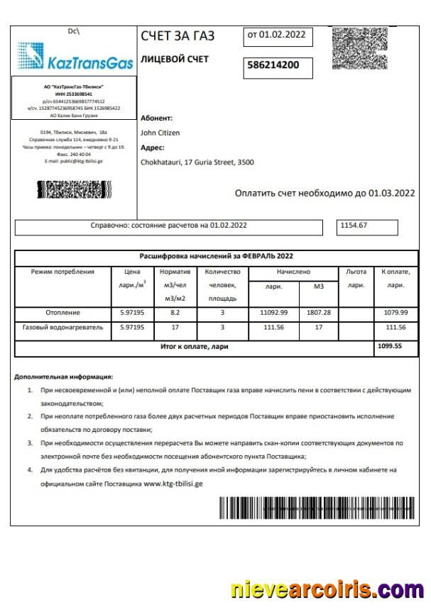 Realistic Russia Gazprom Utility Bill Template In Word And PDF Format, Fully Editable
