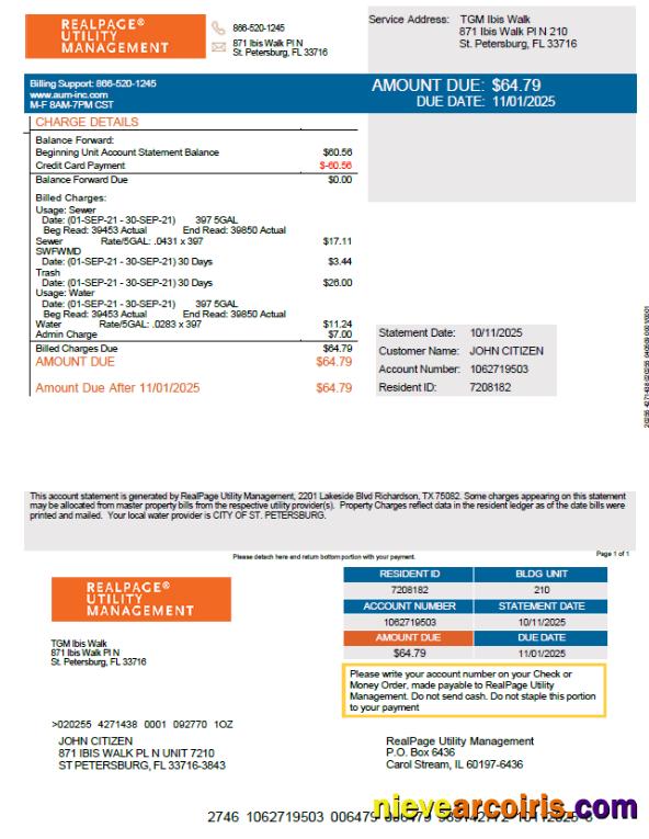 Professional Russia Realpage Utility Management Utility Bill Template In Word And PDF Formats