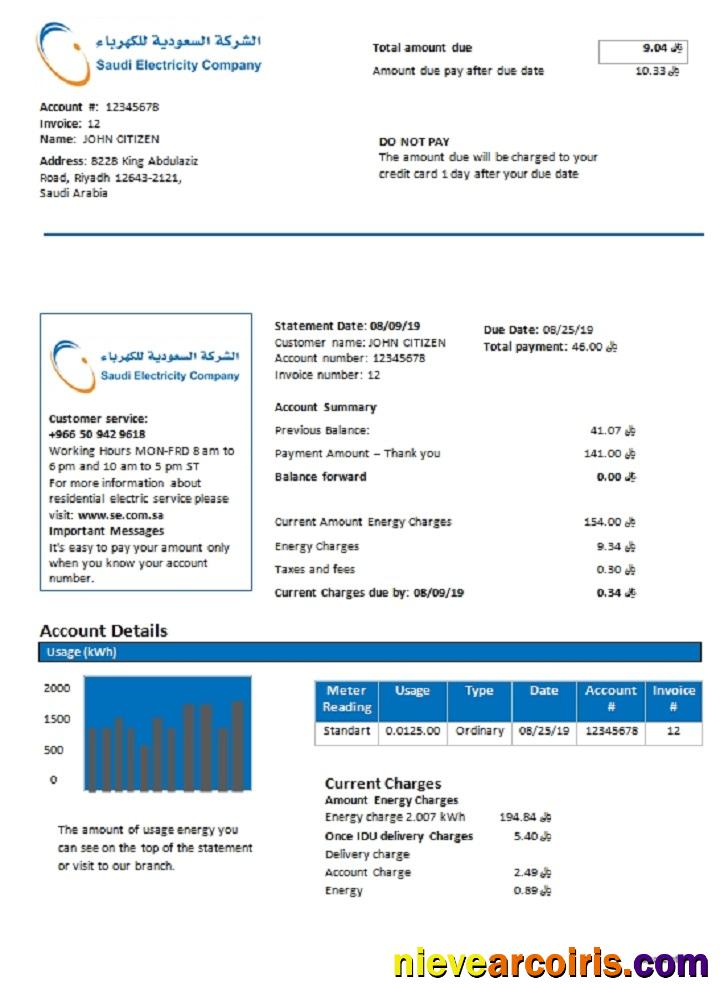 Saudi Arabia Saudi Electricity Company Electri Sample