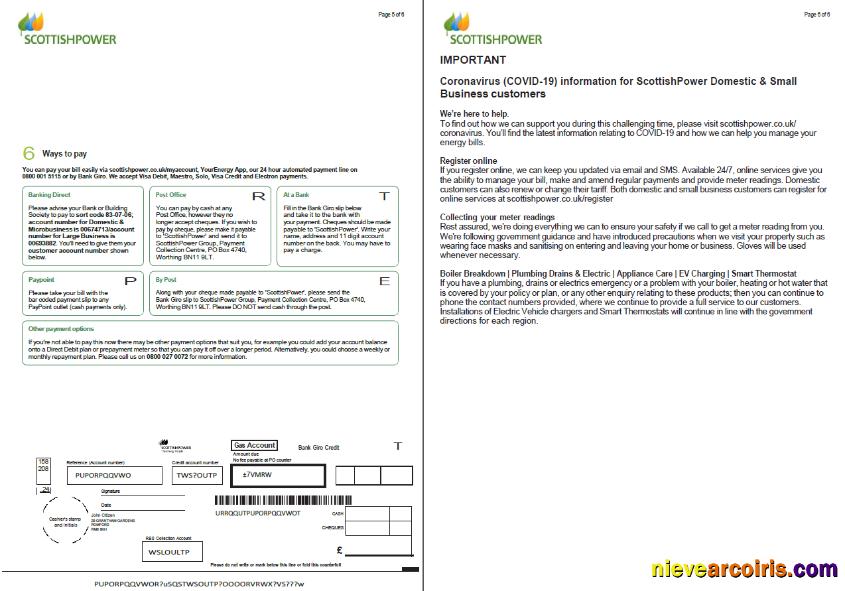 Professional Scotland Scottish Power Utility Bill Template In Word And PDF Formats, 6 Pages, 5 6 Pages