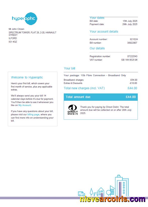 Professional Slovakia Hyperoptic Utility Bill Template In Word And PDF Formats