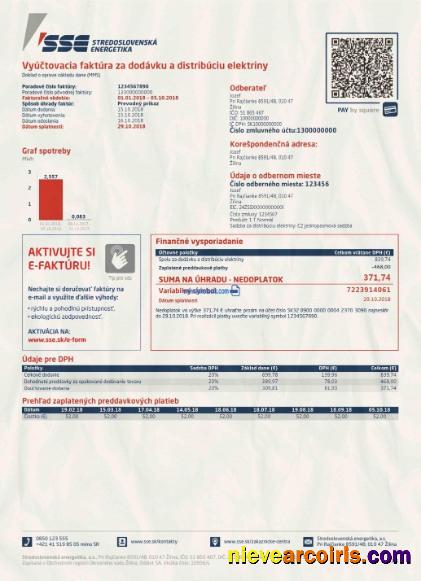 Slovakia SSE Energy Utility Bill Photolook