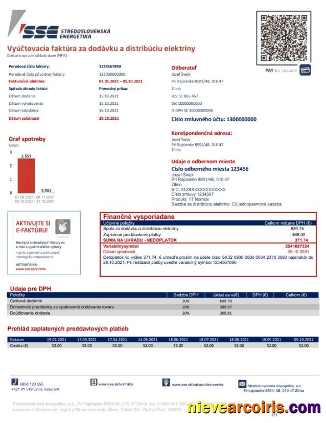 Realistic Slovakia Stredoslovenka Energetika Utility Bill Template In Word And PDF Format