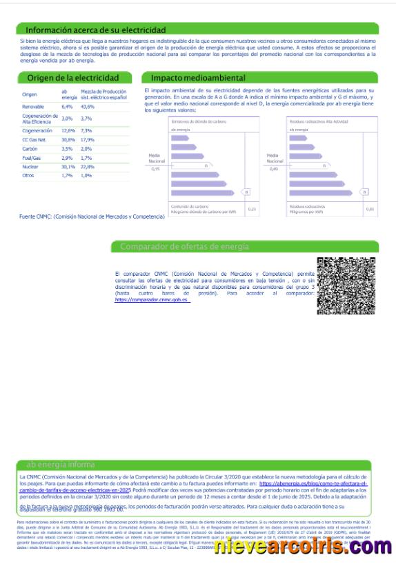 Professional Spain Abenergía Utility Bill Template In Word And PDF Formats, 3rd Page