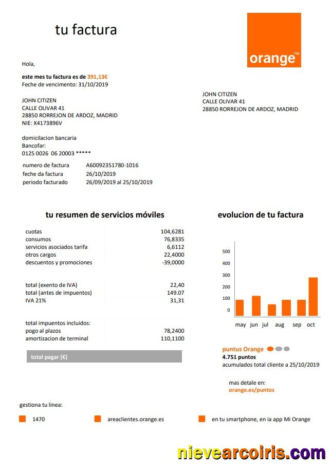 Premium Spain Orange Easy Fillable Utility Bill Template In Word And PDF Format