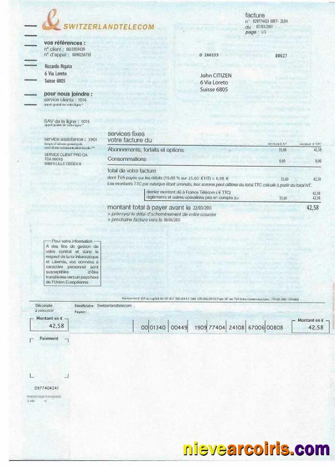 Editable Switzerland Telecom Utility Bill Template, Fully Editable In PSD Format