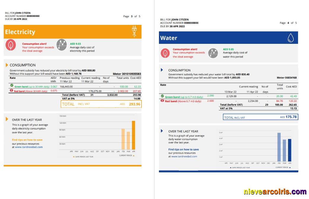 Editable UAE Ajman Al Ain Distribution Co. Word And PDF Utility Bill Template (5 Pages) 3 4