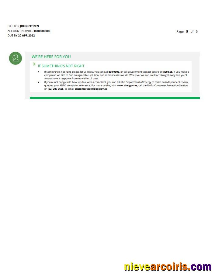 Premium UAE Ajman Al Ain Distribution Co. Word And PDF Utility Bill Template (5 Pages) 5