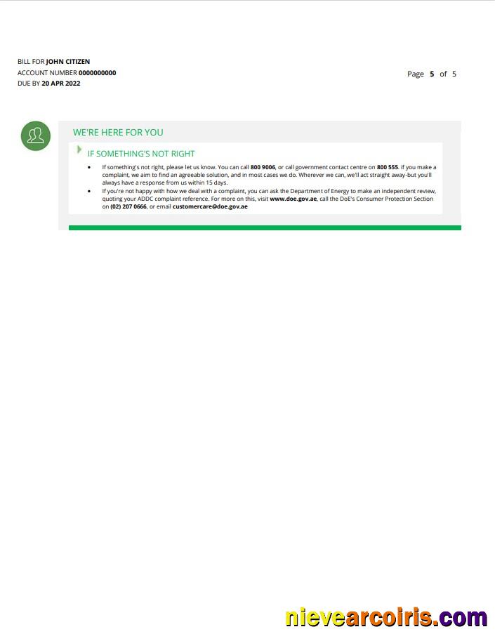 Realistic UAE Dubai Al Ain Distribution Co. Word And PDF Utility Bill Template (5 Pages) 5