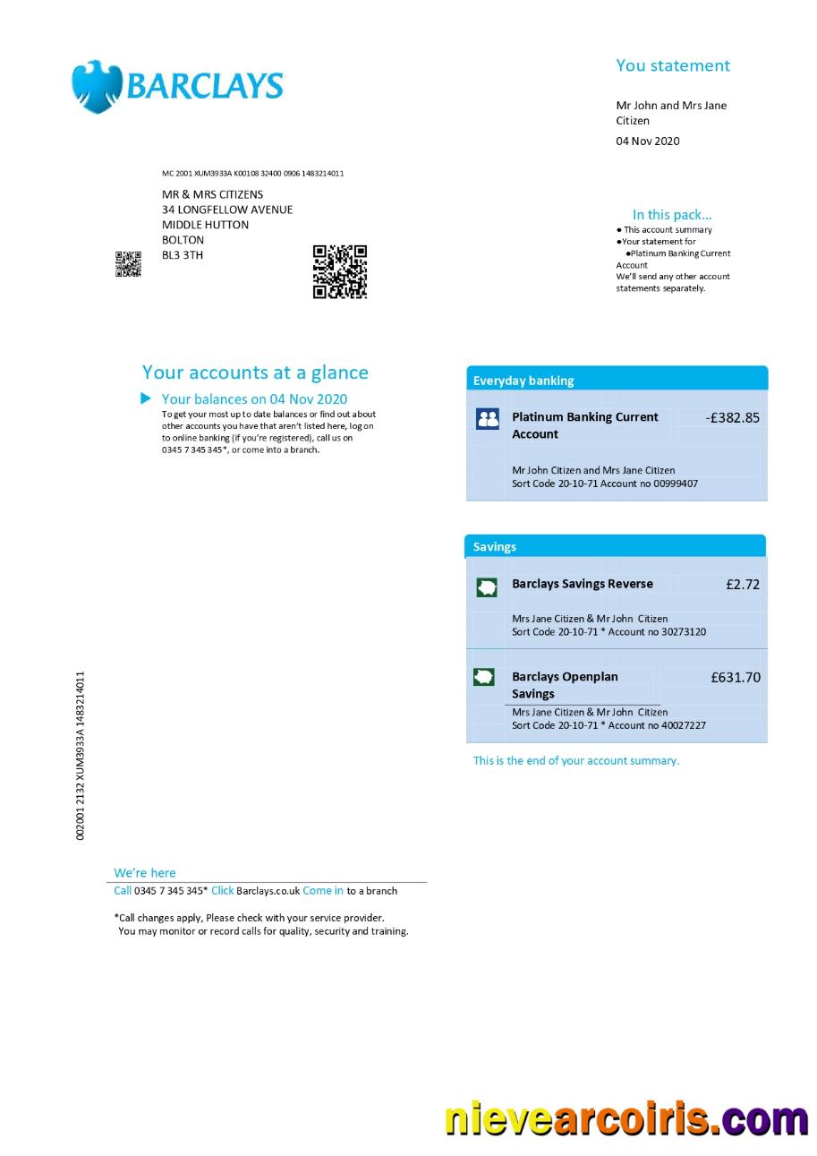 Realistic UK Barclays Utility Bill Template In Word And PDF Format