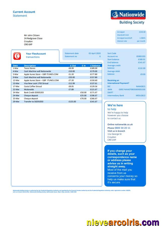 Professional UK Nationwide Utility Bill Template In Word And PDF Format