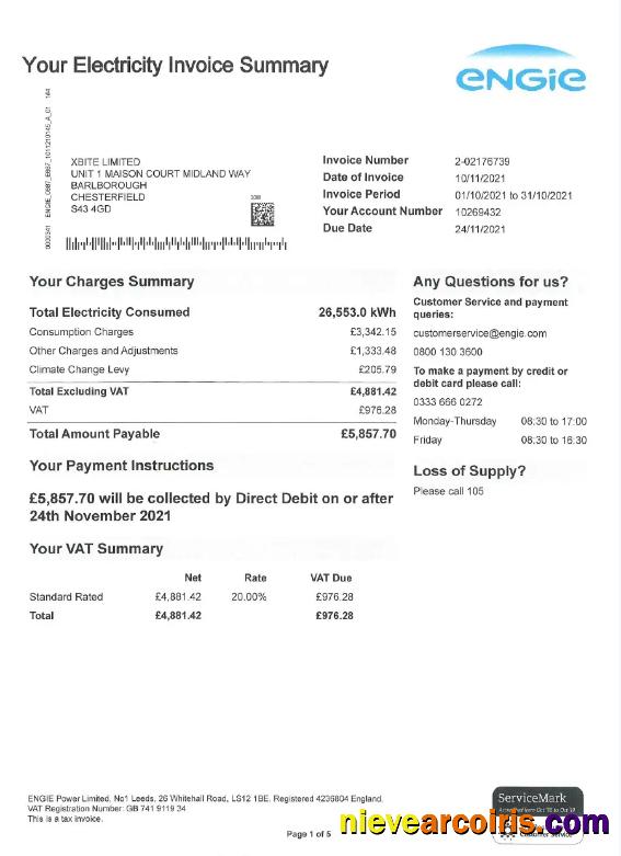 Premium UNITED KINGDOM ENGIE Utility Bill Word And PDF Template