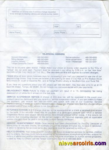USA Arizona Water Utility Bill 2 Pages 2 In PSD Format Sample