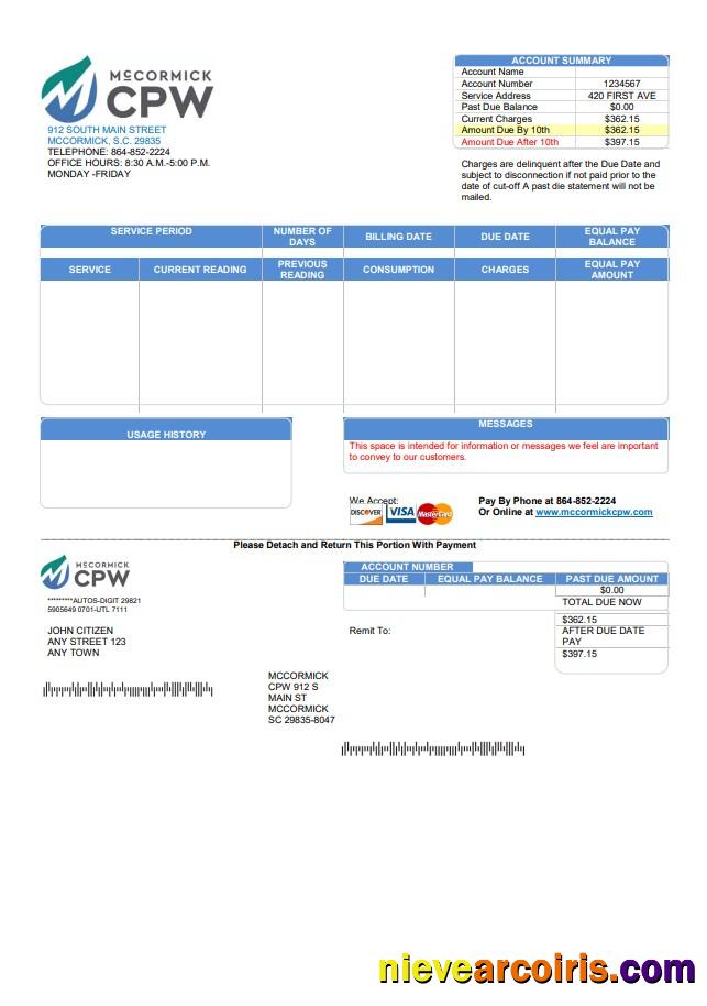 Premium USA CPW Utility Bill Template In Word And PDF Format