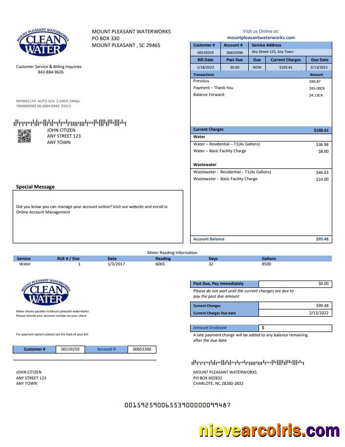 Editable USA Clean Water Utility Bill Template In Word And PDF Format