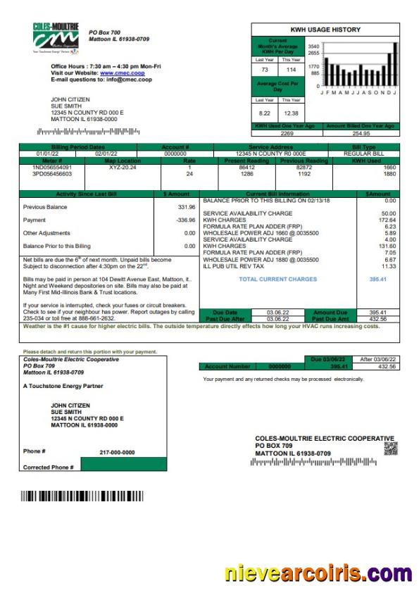 Premium USA Coles – Moultrie Utility Bill Template In Word And PDF Format