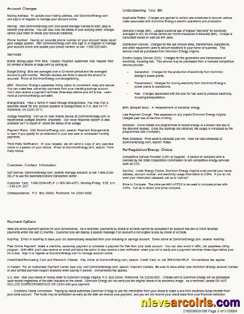 Editable USA Dominion Energy Utility Bill Template In Word And PDF Formats, 3 Pages, 3rd Page