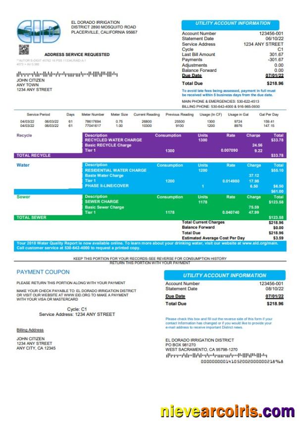 Professional USA EID Utility Bill Template In Word And PDF Format