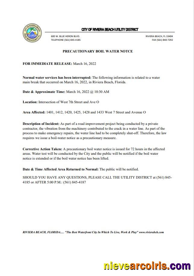 Realistic USA Florida City Of Riviera Beach Utility District Water Utility Shut Off Notice, Word And PDF Template