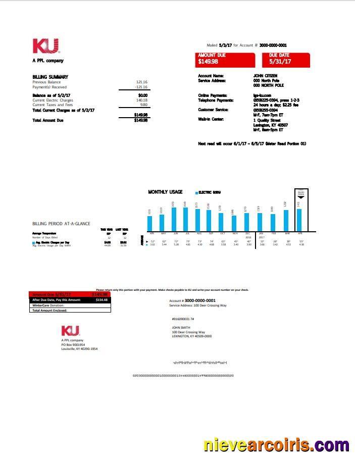 Professional USA Kentucky Electricity Utility Bill Template In Word And PDF Format