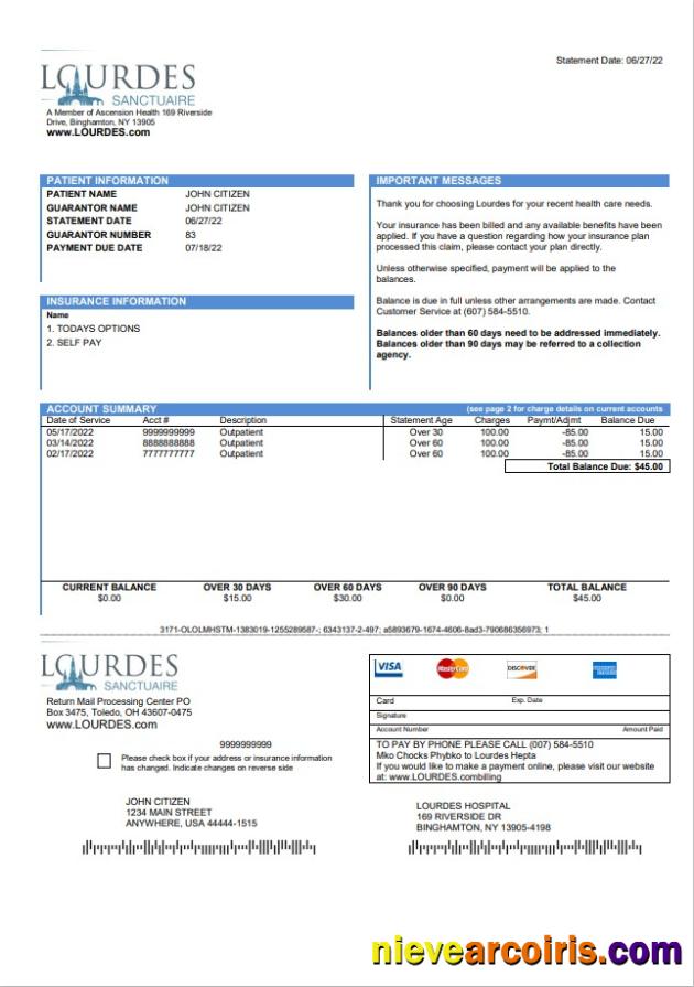 Professional USA Lourdes Utility Bill Template In Word And PDF Format
