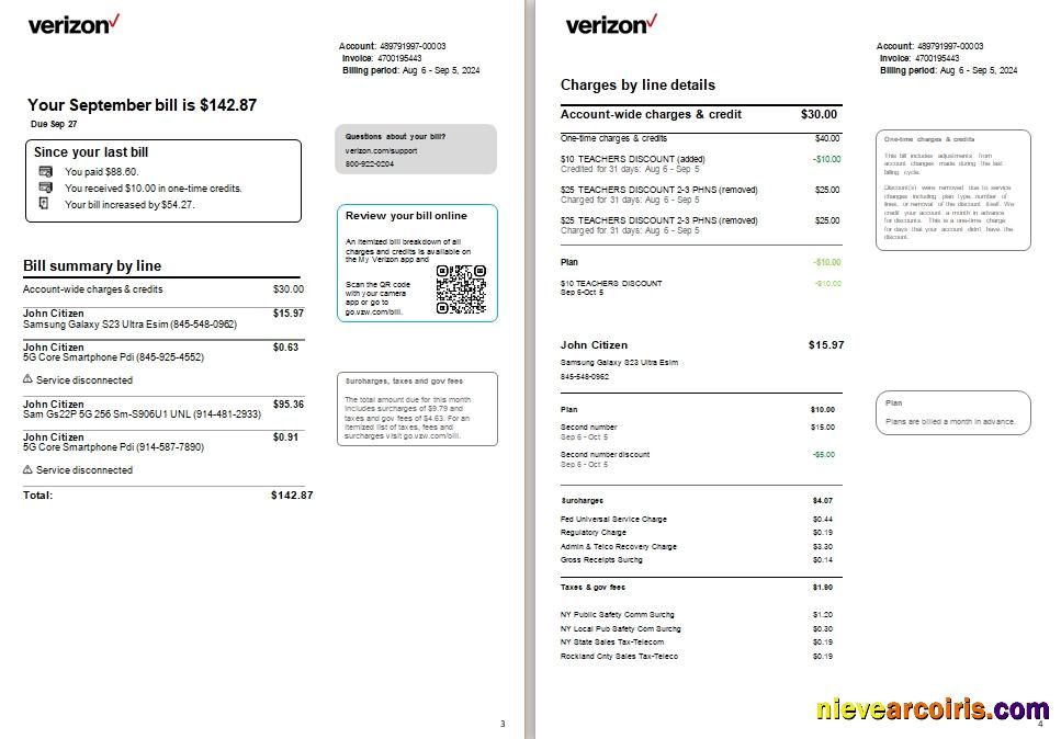 USA New Jersey Verizon Utility 3 4 Scr Sample